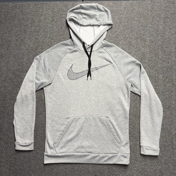 Nike Dri-Fit Hoodie Sweatshirt Men's Medium Gray Logo Pockets - Picture 1 of 6